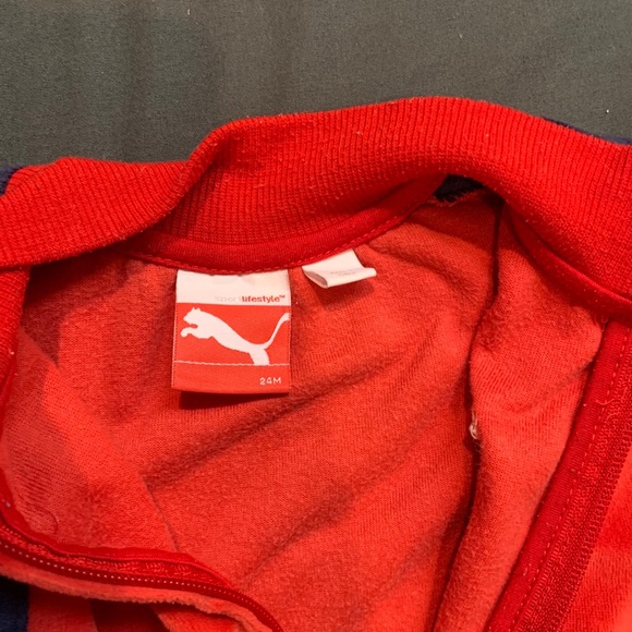 Velour puma red zip up sweater - Picture 3 of 3